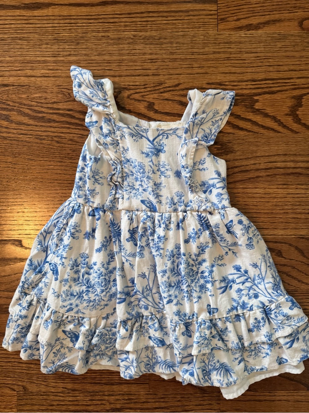 btween White and Blue Floral Ruffle Sundress